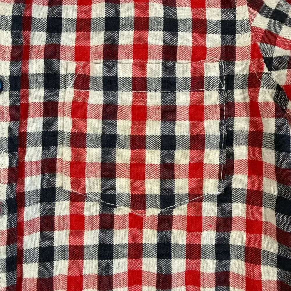 TOOBYDOO Cotton Plaid Button Down Red Blue Boys 5T